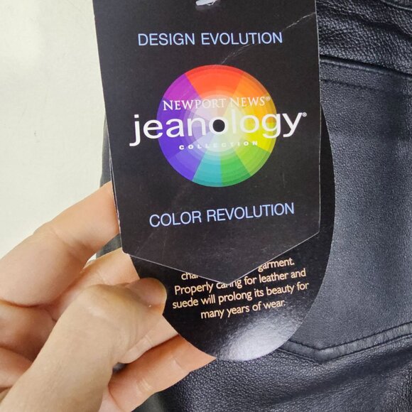 Vintage 90s Newport News Jeanology Black Leather Pants 14 Baddie Deadstock NWT - Picture 10 of 10